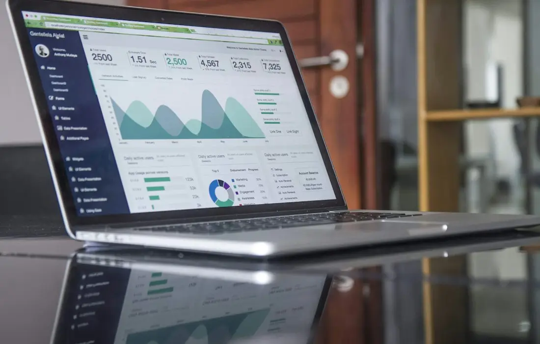 Laptop showing website traffic analytics
